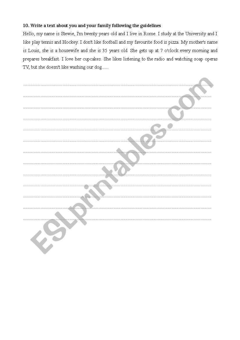 Write a text worksheet