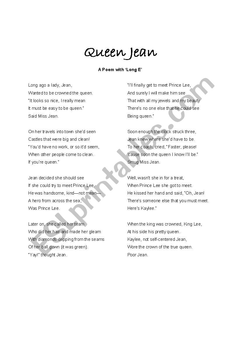 Queen Jean: A Poem With 