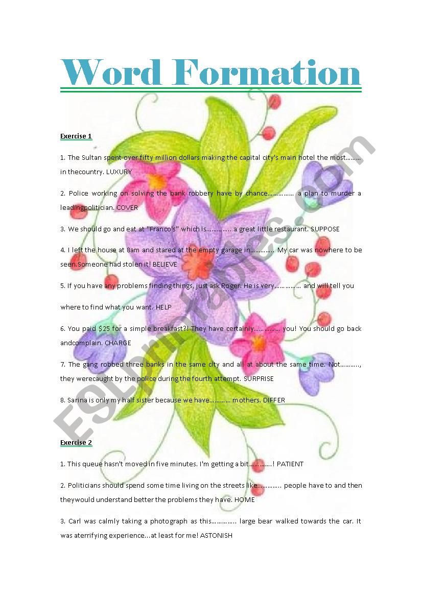 Word Formation worksheet