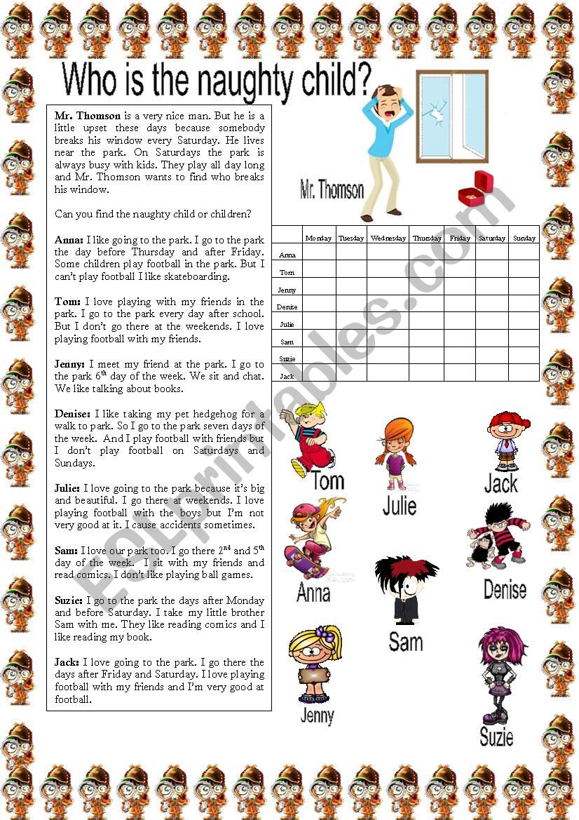 Who is the naughty child? worksheet