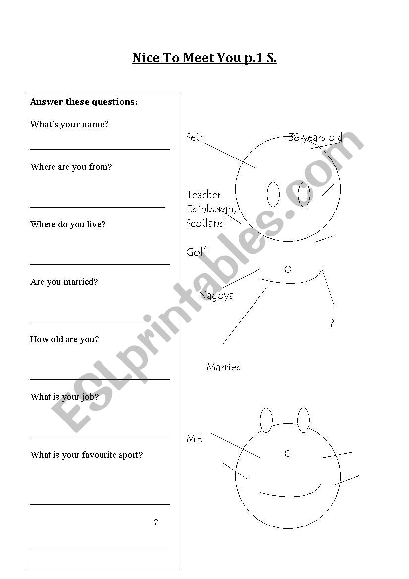 Introductions game worksheet
