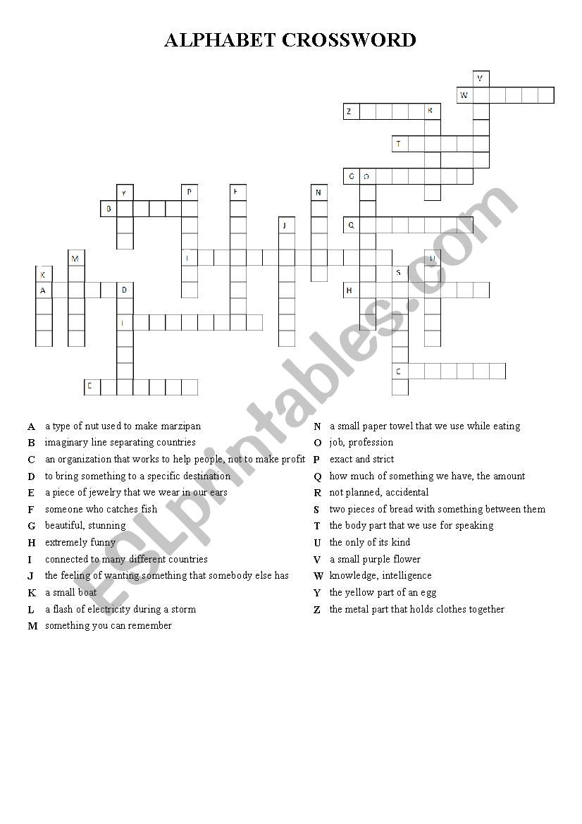 Alphabet Crossword worksheet