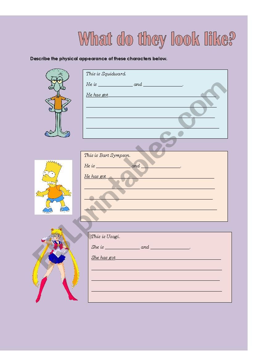 describing people appearance worksheet