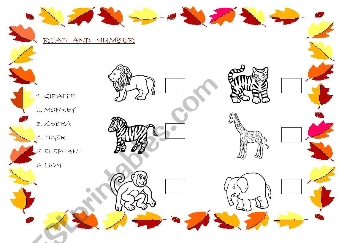 Wild Animals worksheet