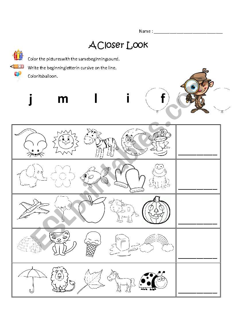 Beginning Sound Activity worksheet