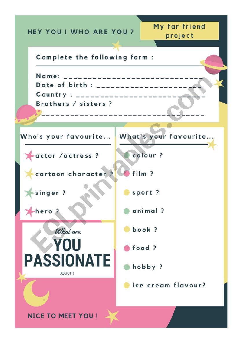 Who are you? Form to complete worksheet
