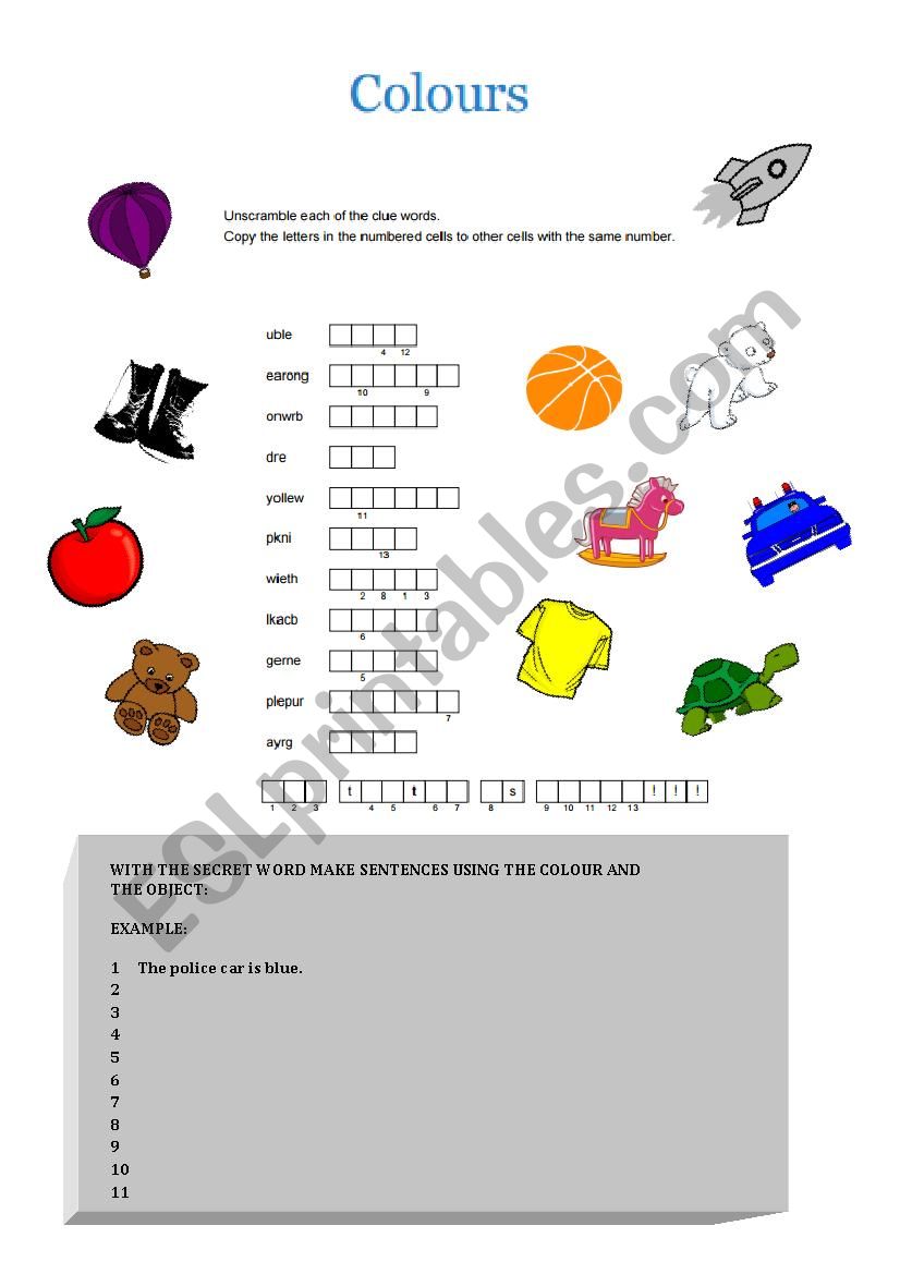 Colours - Double Puzzle worksheet