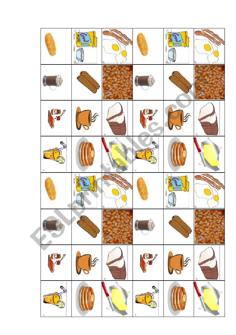 breakfast worksheet