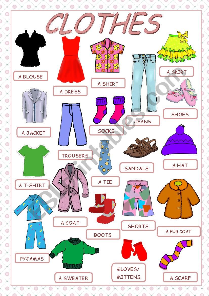Clothing ESL Worksheet