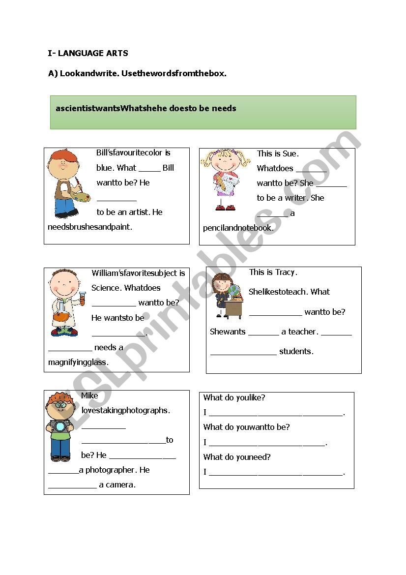 WANTS AND NEEDS worksheet