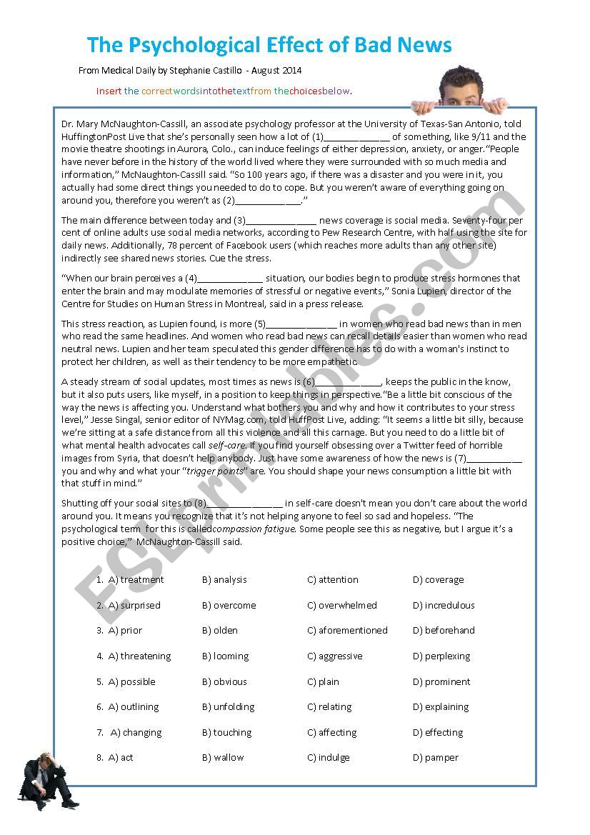 Reacting to Bad News - FCE gap-fill and debate