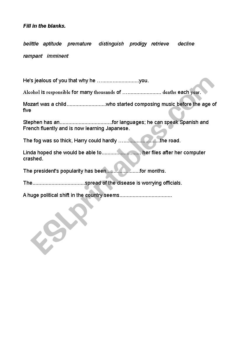 vocabulary exercise worksheet