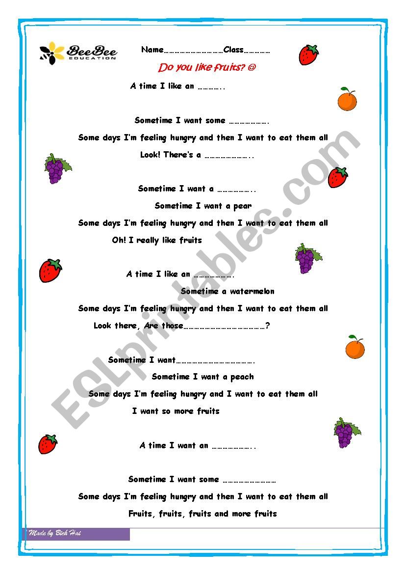 Food worksheet