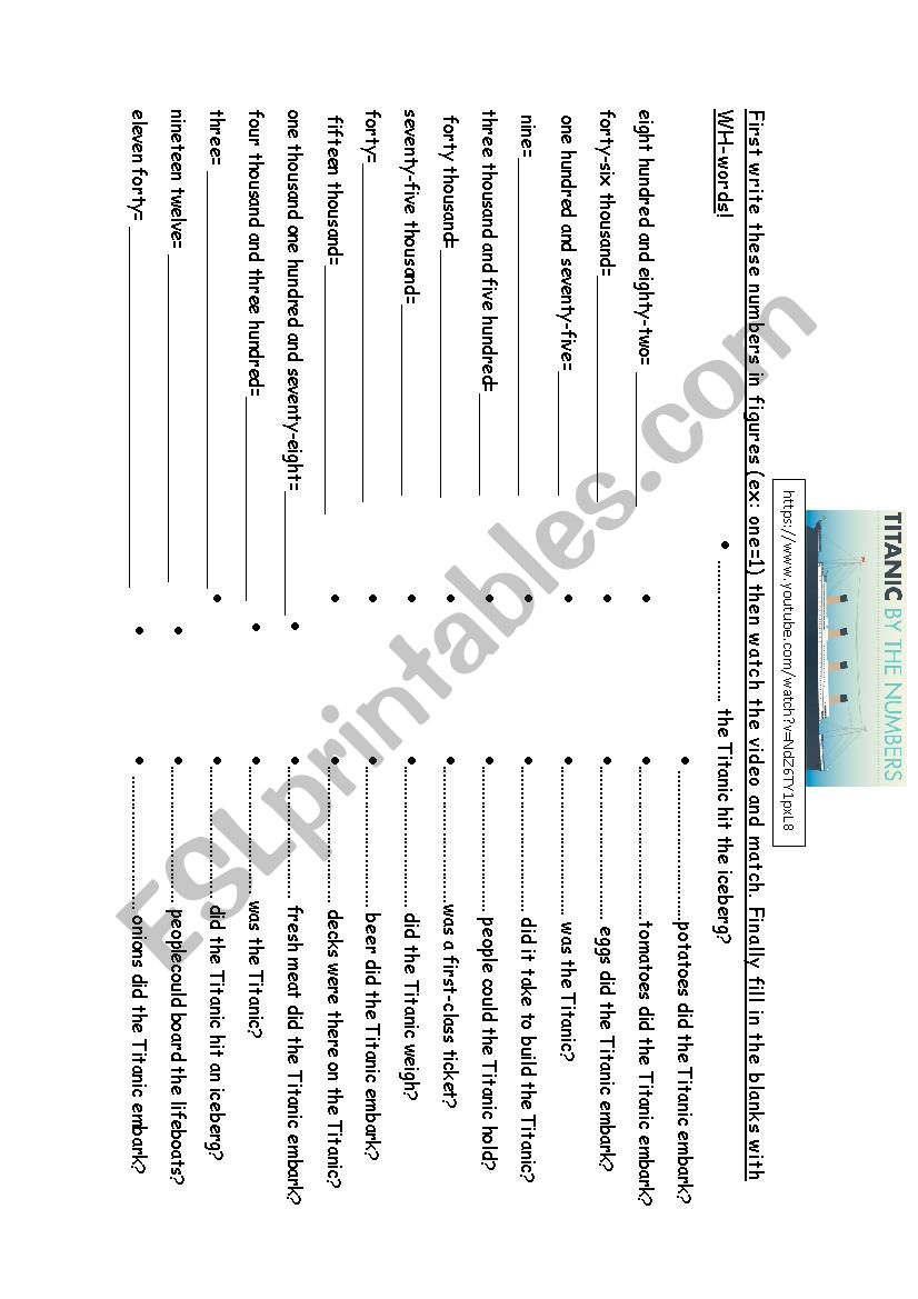 Titanic by the numbers (numbers + Wh- words)