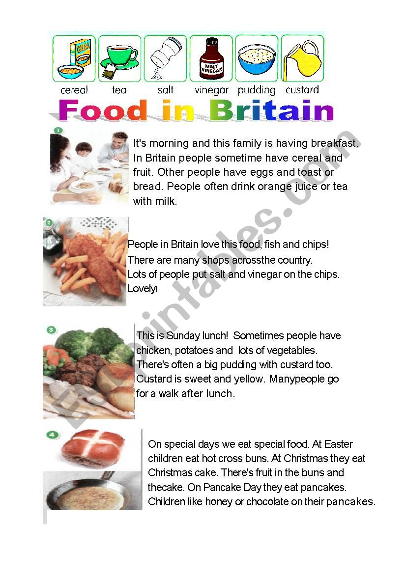 Food in Britain worksheet