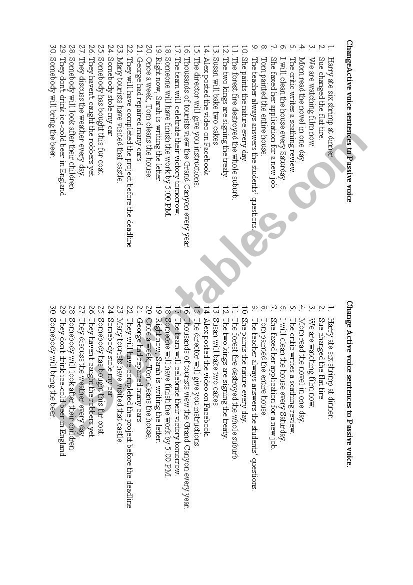 passive voice worksheet