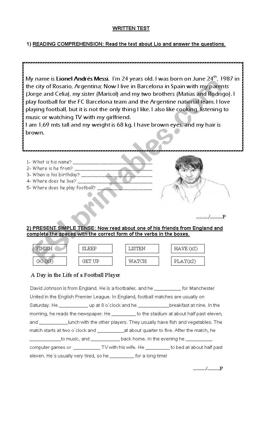 Test on Simple Present worksheet