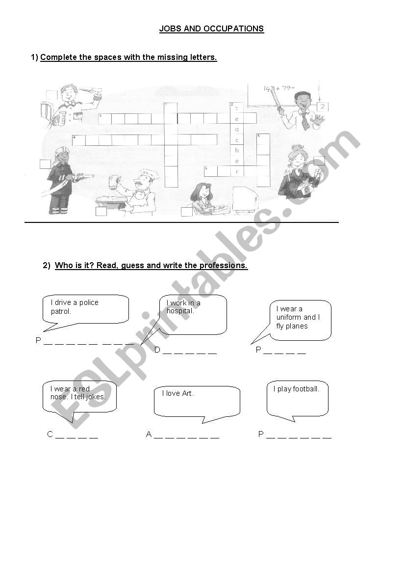 Jobs and Occupations worksheet