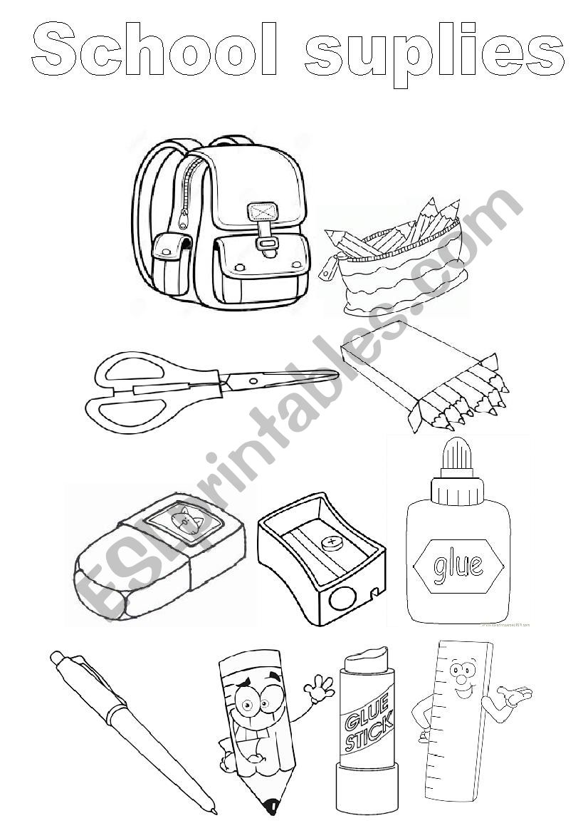 School supplies worksheet