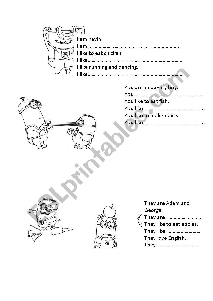 Minion Pronoun worksheet