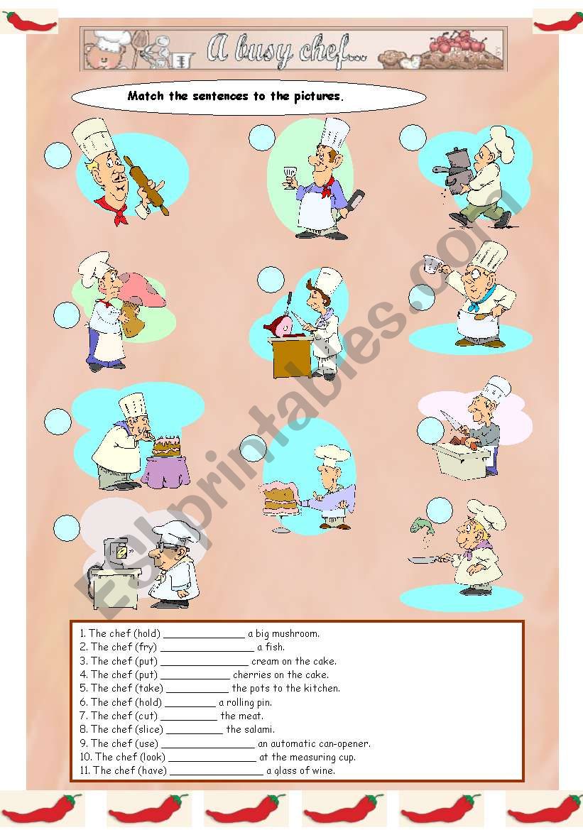 A busy chef worksheet