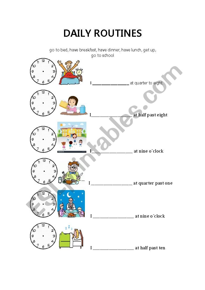 Daily Routines worksheet