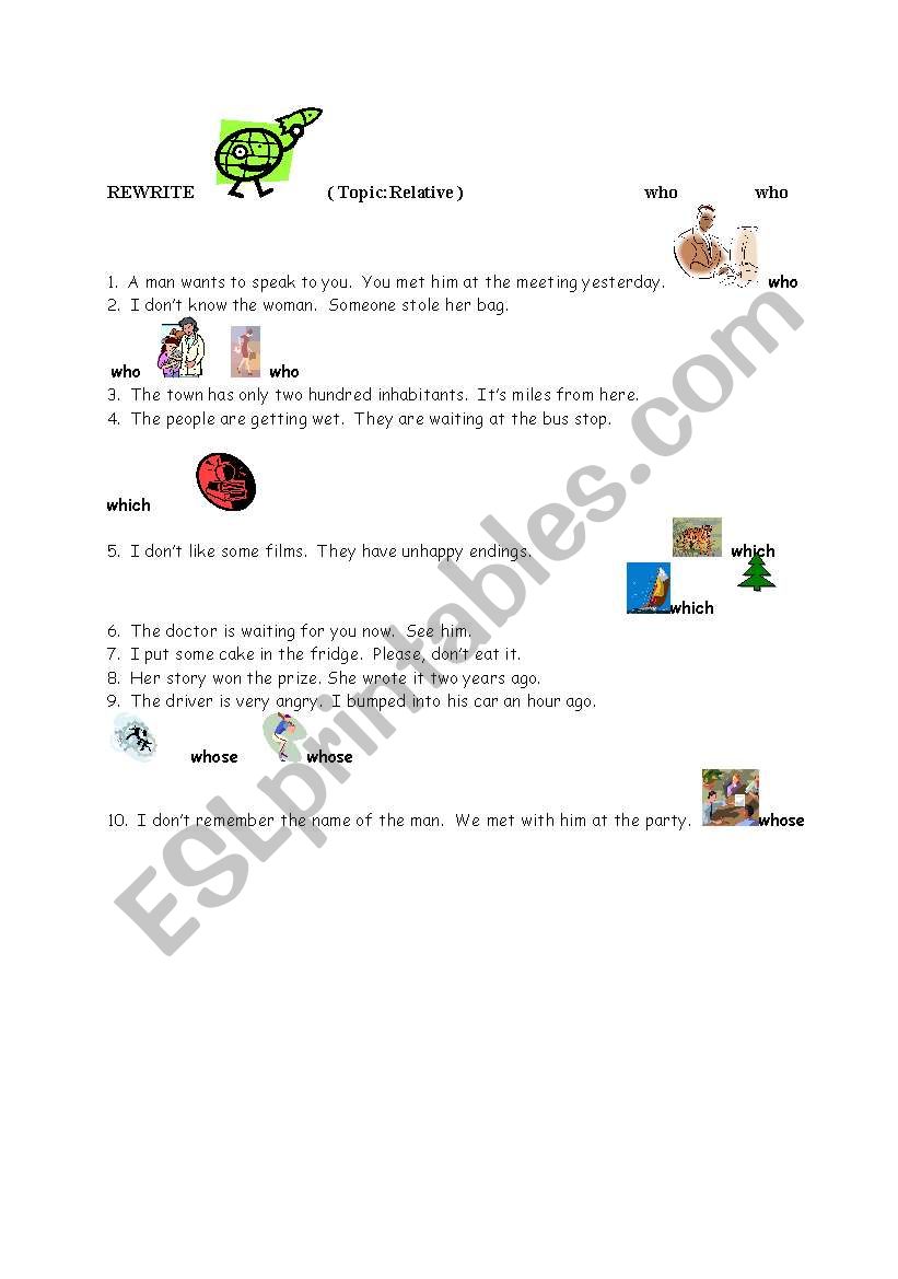 relative / first page worksheet