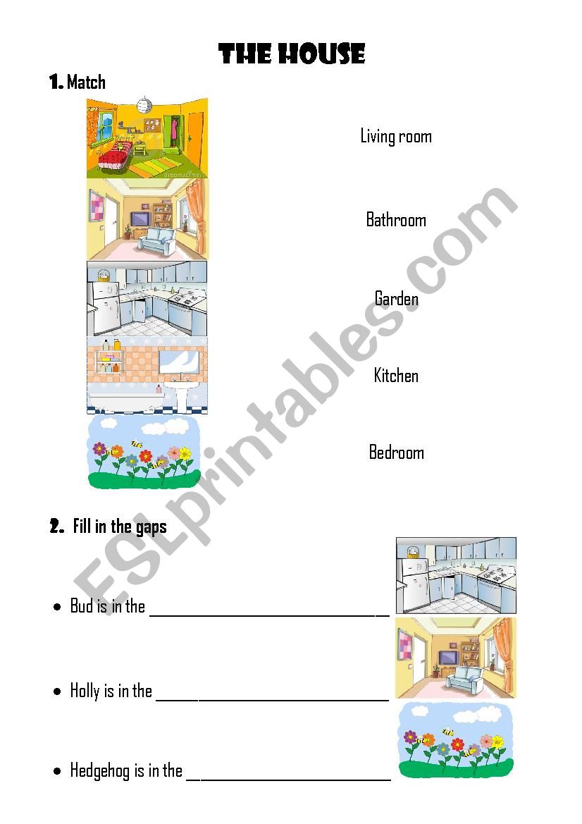 Rooms in a House worksheet