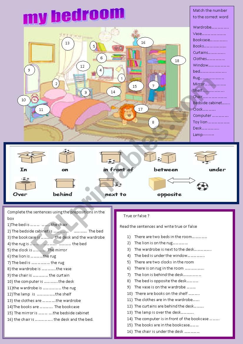  my bedroom worksheet