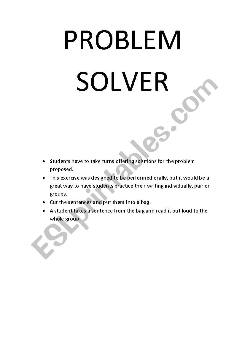 Problem Solver worksheet