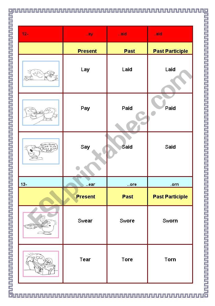 Irregular verbs  (3/4) worksheet