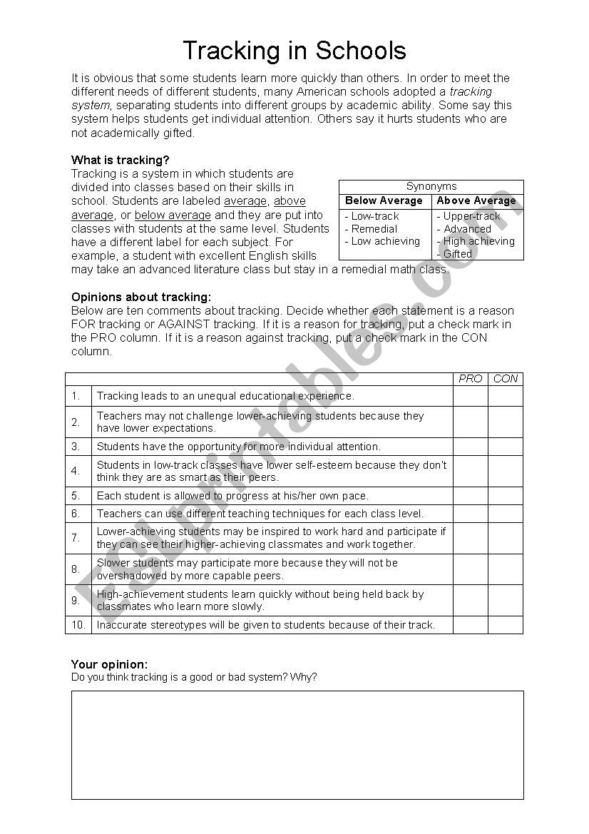 Tracking in School: Pros and Cons