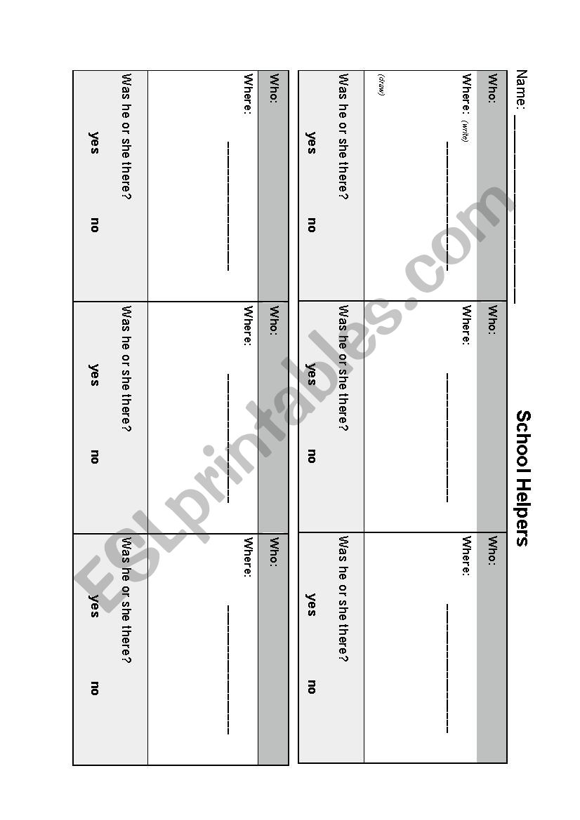 School Helpers worksheet