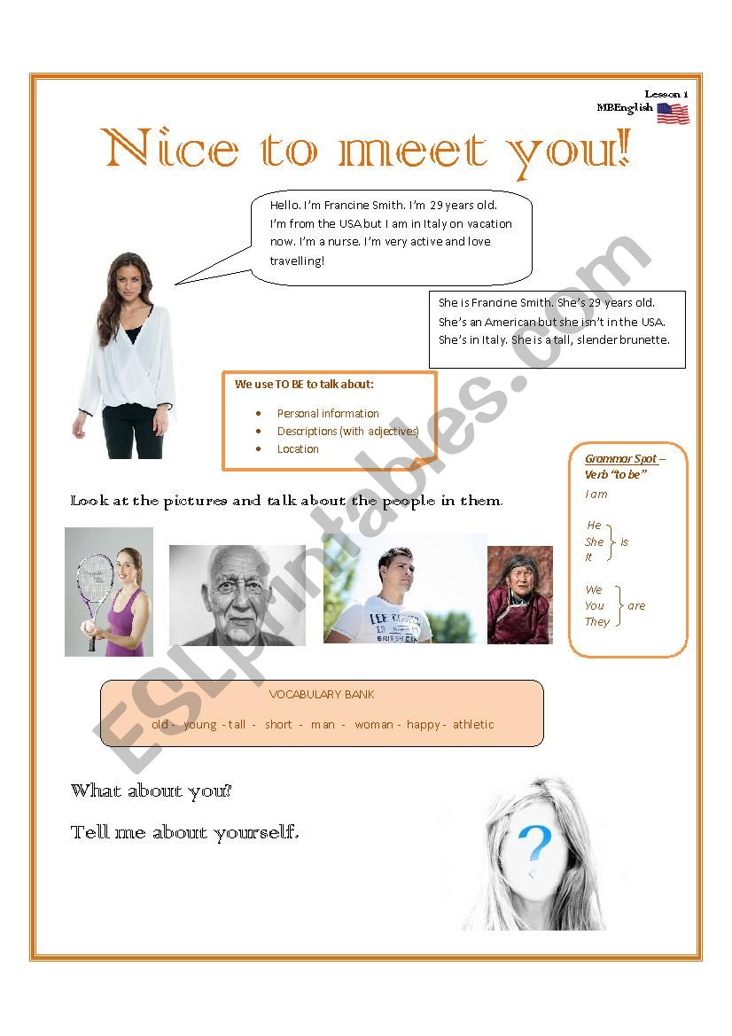 Nice to meet you! worksheet