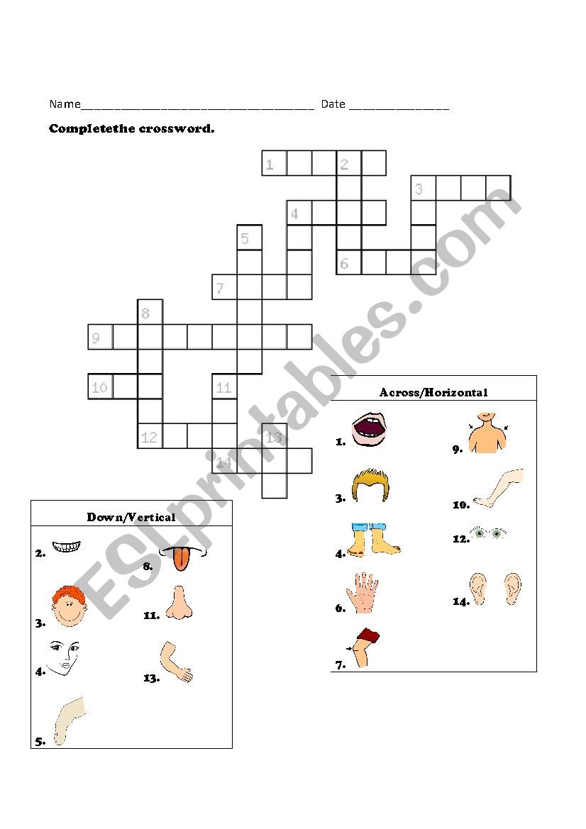 Body Parts Word Scramble worksheet