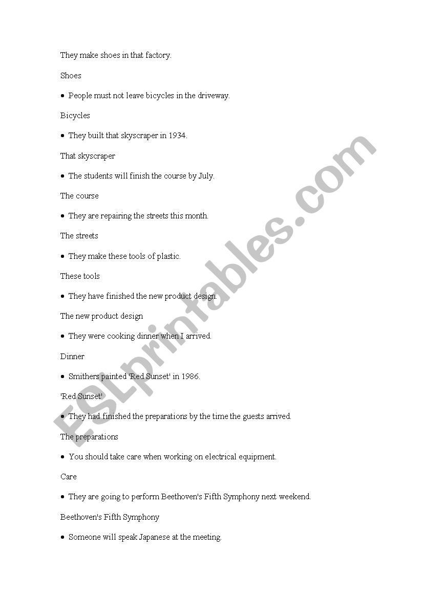 Passive worksheet
