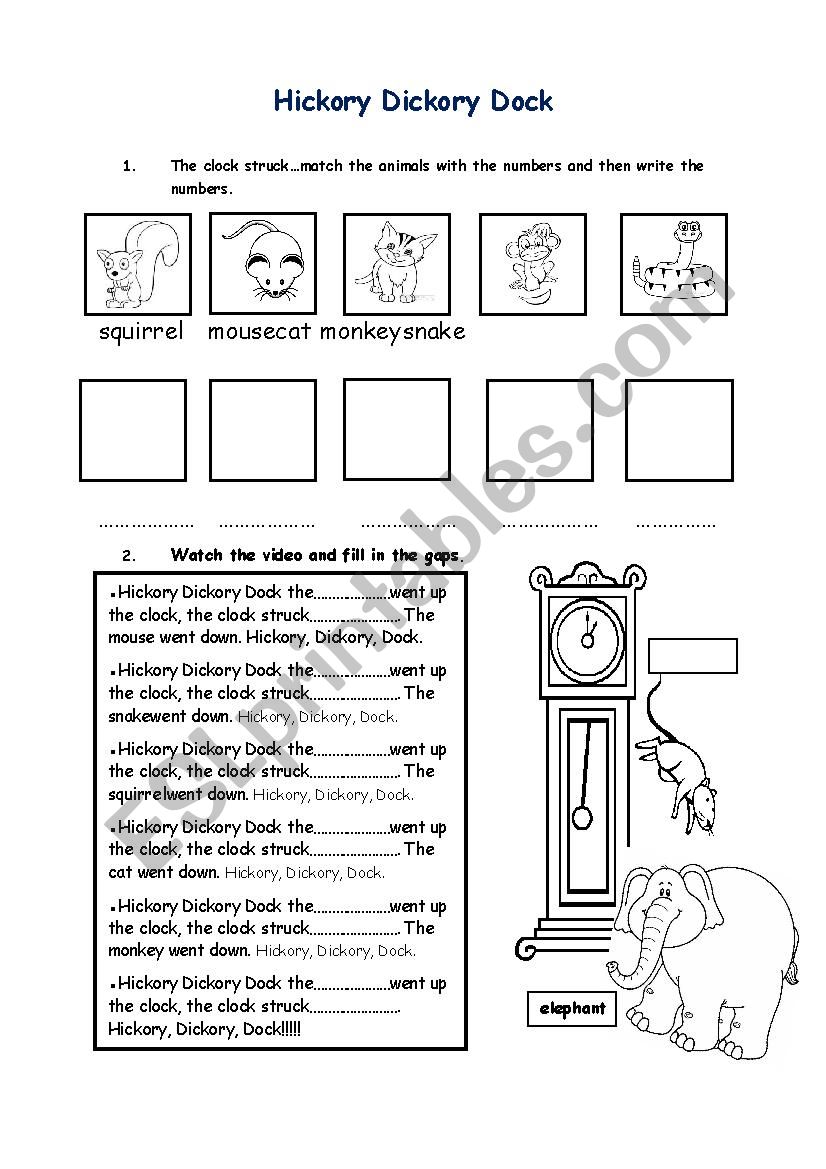 hickory dickory worksheet