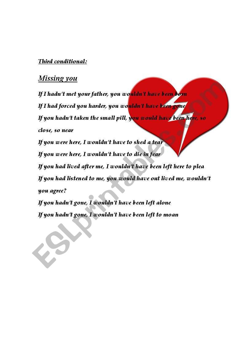 Third conditional - poetry worksheet