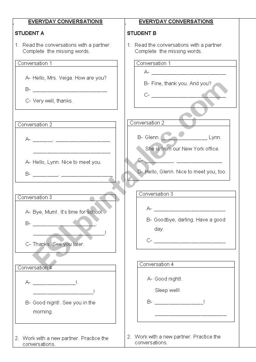 Everyday Conversations worksheet