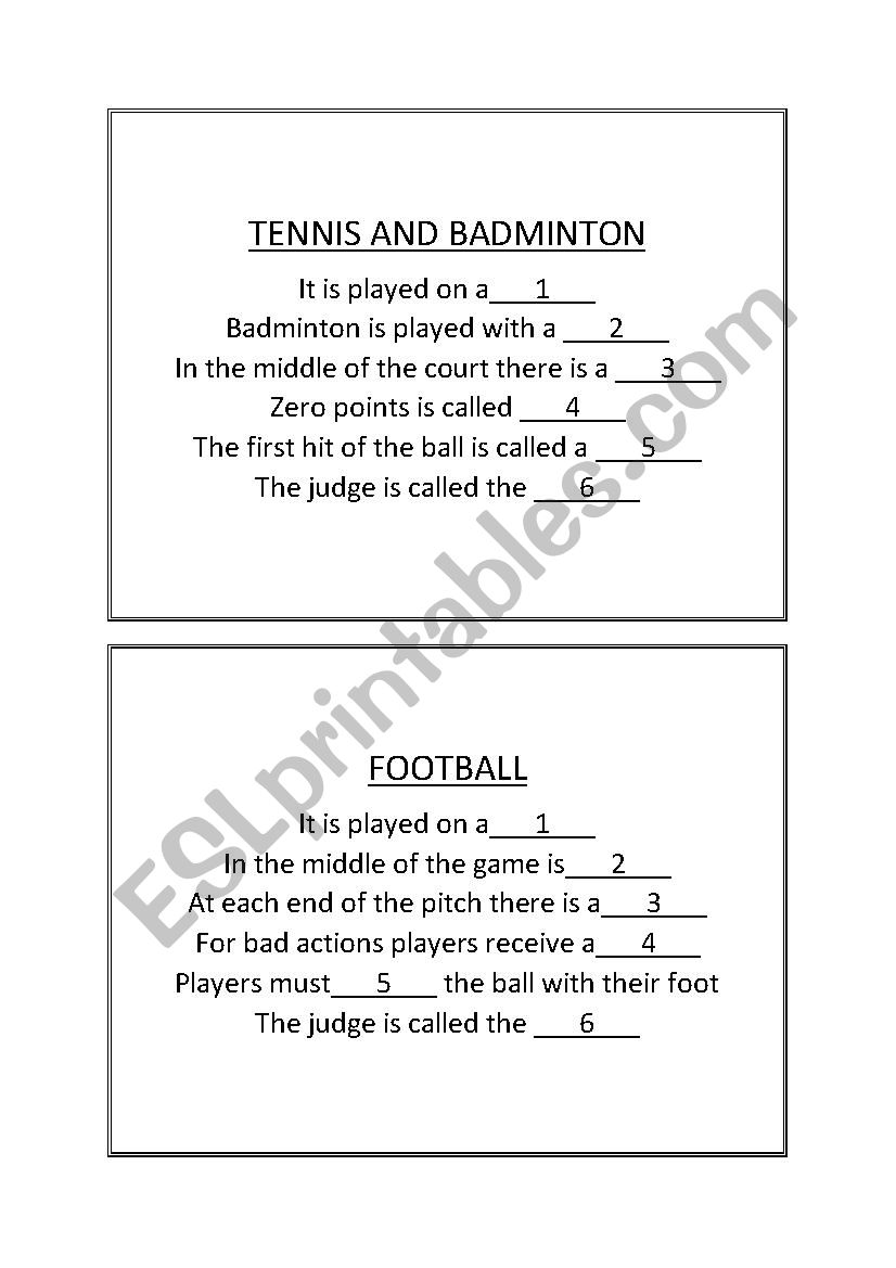 Sports - Treasure Hunt worksheet