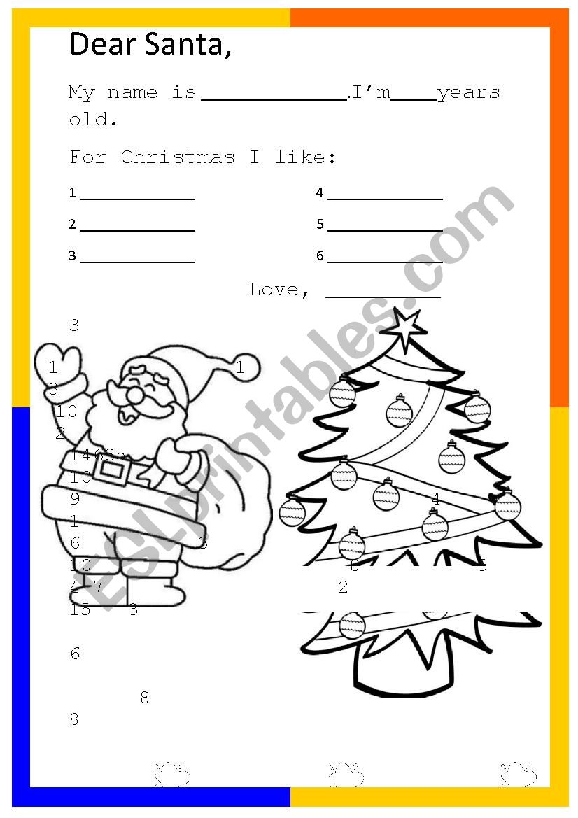 Letter to Santa worksheet