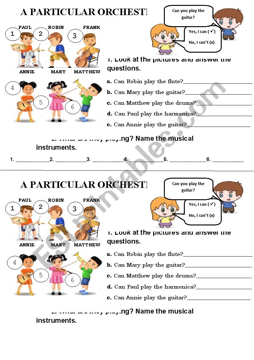 A PARTICULAR ORCHESTRA  worksheet