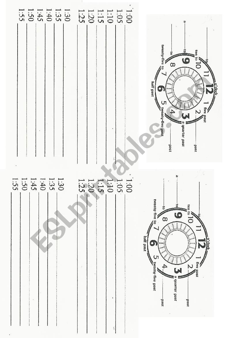 TIME RECAP worksheet