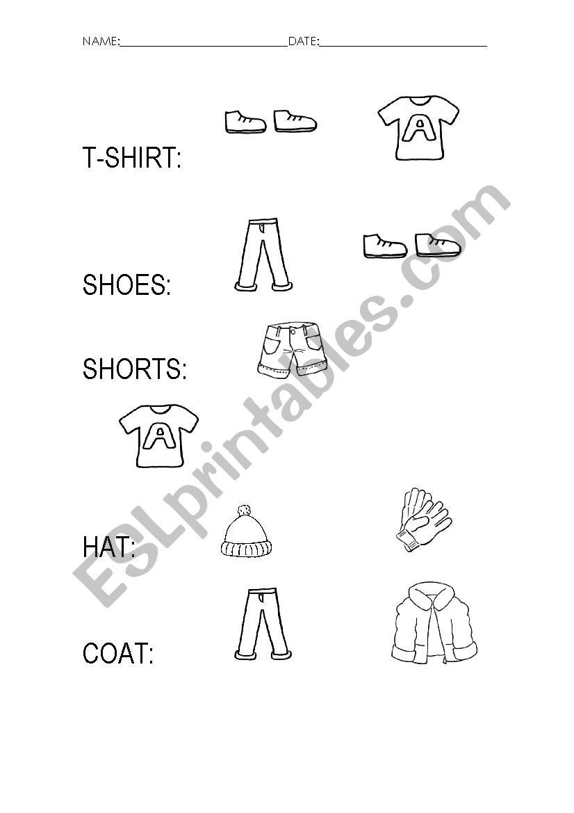 CLOTHES worksheet