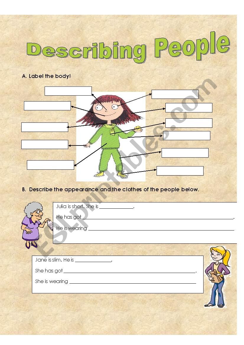 describing people worksheet