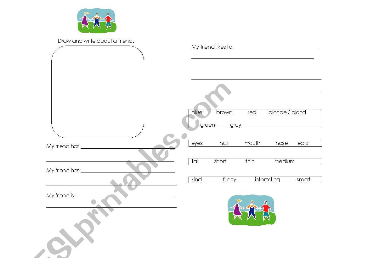 Describe a friend worksheet