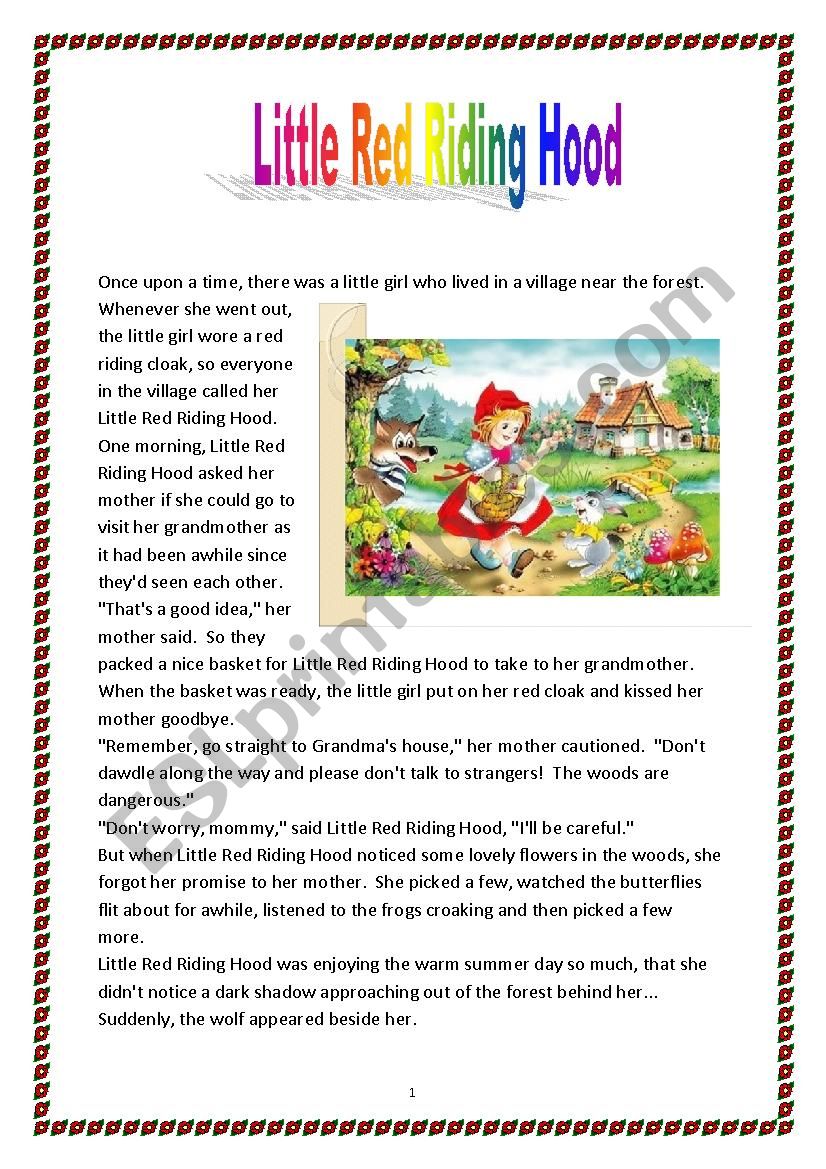 Little Red Riding Hood worksheet