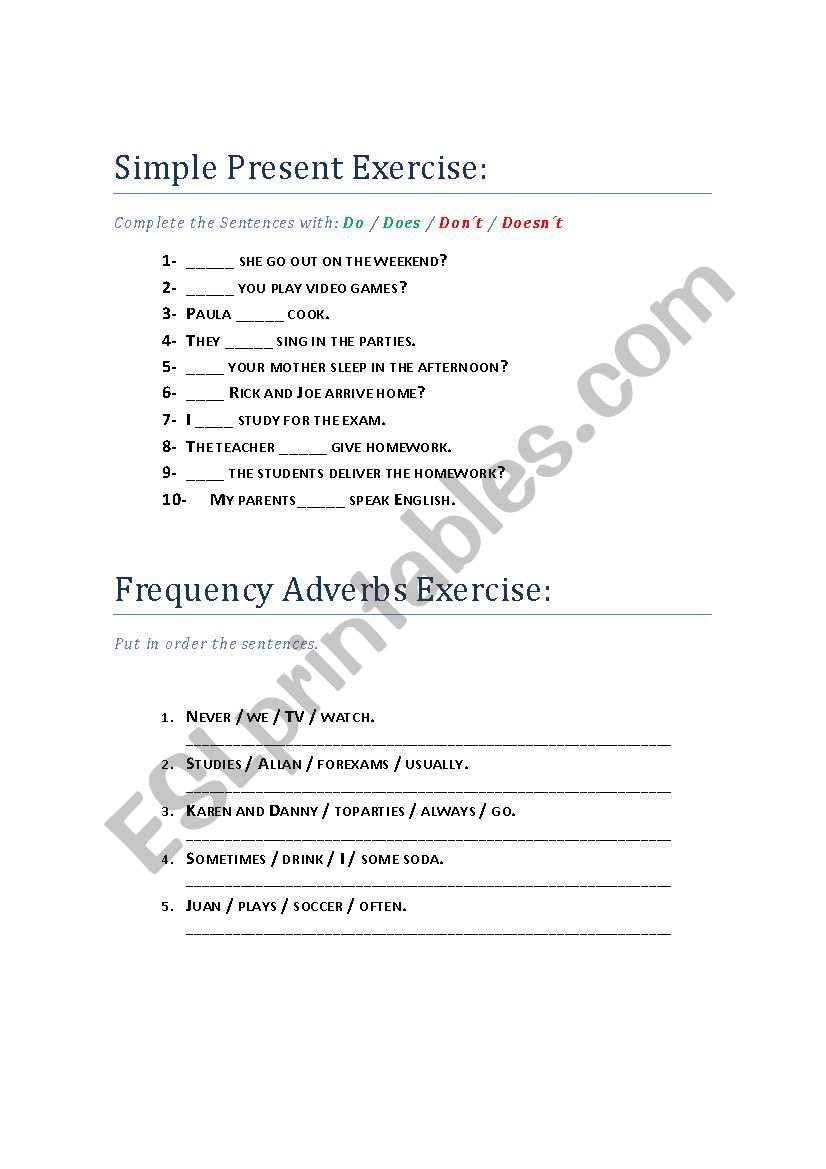 Easy simple present fill in the blanks activity esl worksheet by metham82