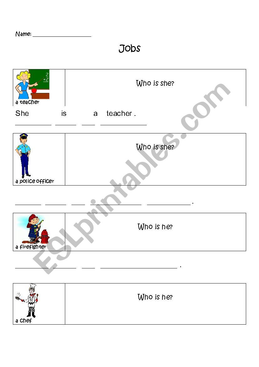 Jobs - Writing and Vocabulary Practice for Young ELs