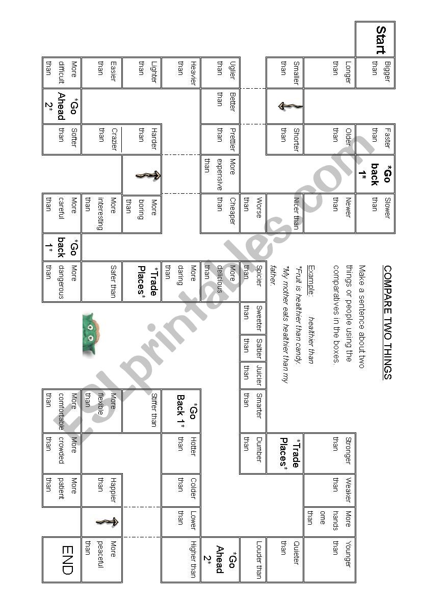 Comparatives Board Game worksheet